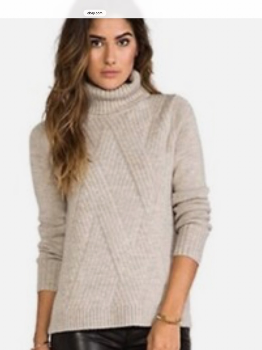 Vince Traveling Rib Turtlneck in Oatmeal Size M wool/alpaca